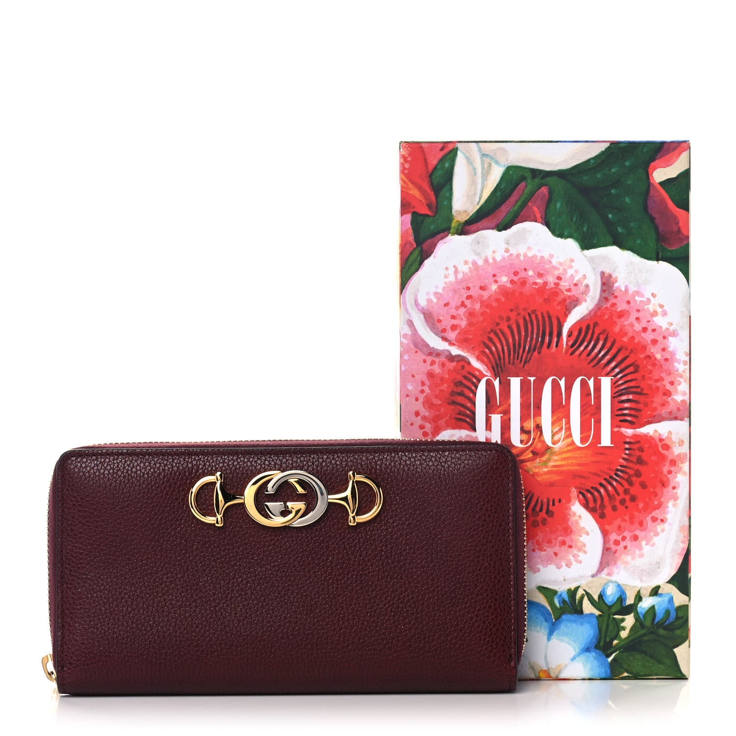 Gucci Grainy Calfskin Zumi Zip Around Wallet Vintage Bordeaux 10 of 11