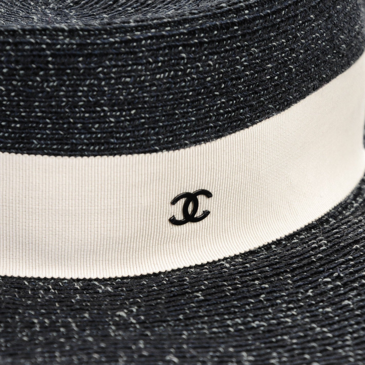 Chanel Woven CC Wide Brim Hat M Navy 8 of 8