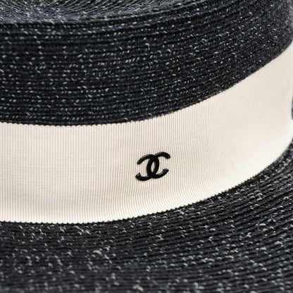 Chanel Woven CC Wide Brim Hat M Navy 8 of 8