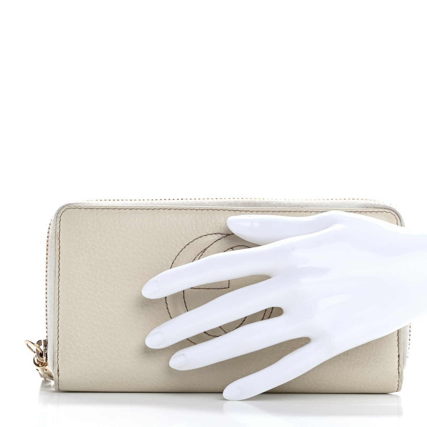 Pebbled Calfskin Soho Zip Around Wallet Off White