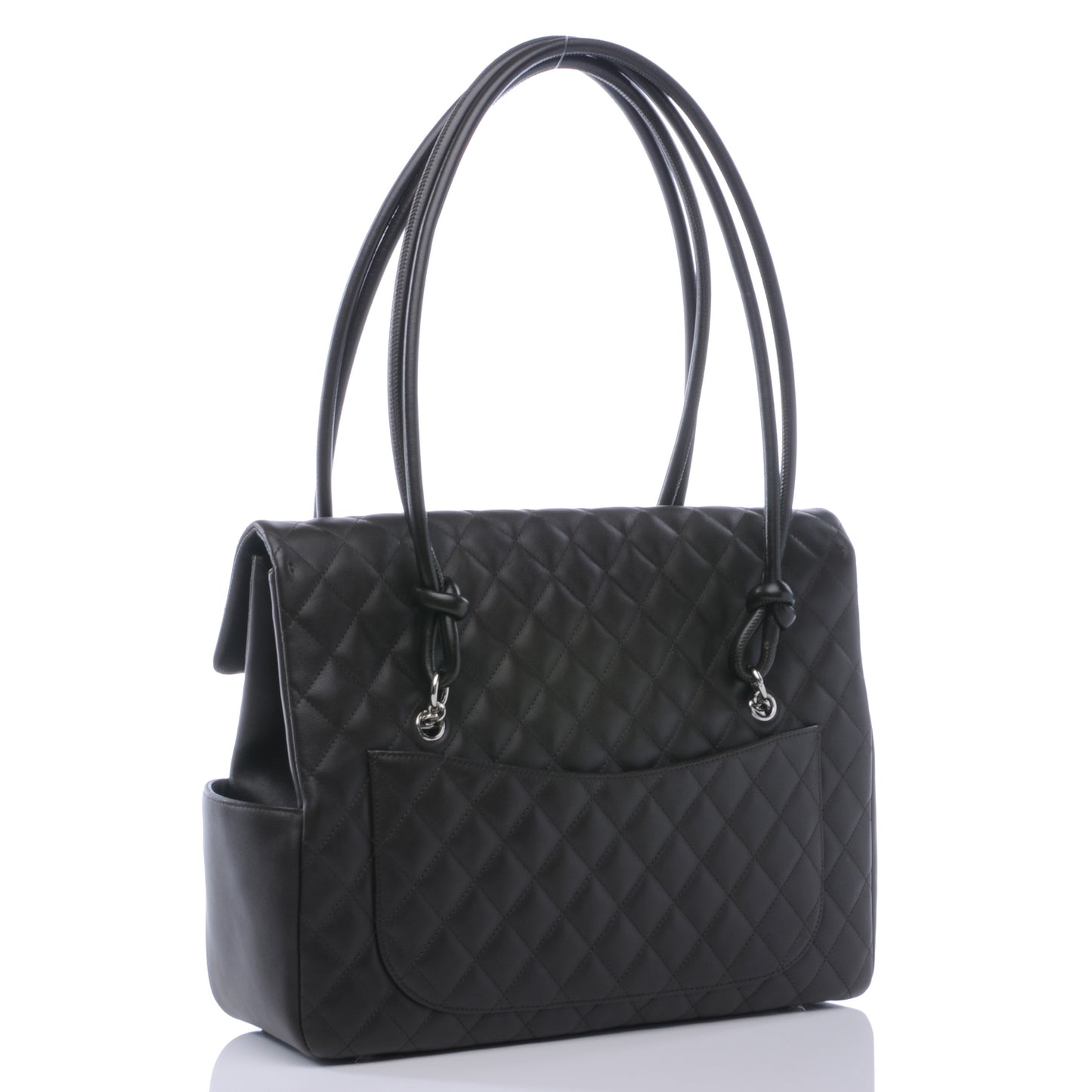 Calfskin Quilted Large Cambon Flap Brown Beige