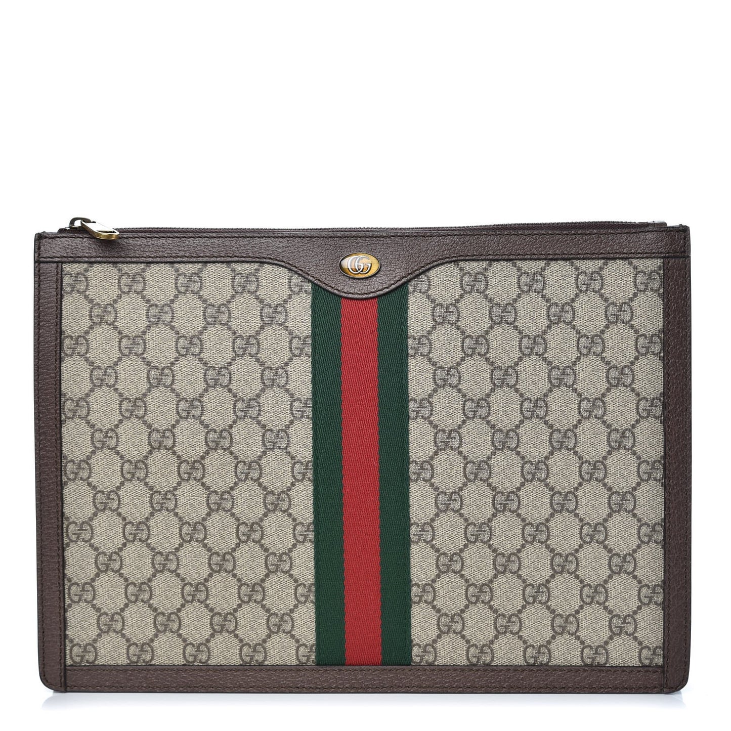 GG Supreme Monogram Web Ophidia Portfolio Pouch Beige New Acero