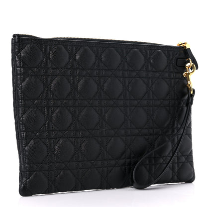 Christian Dior Supple Calfskin Cannage Large Caro Daily Pouch Black 3 of 9