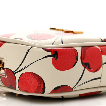 Saint Laurent Calfskin Cherry Print Monogram Baby Lou Camera Bag Crema Soft Red 9 of 11