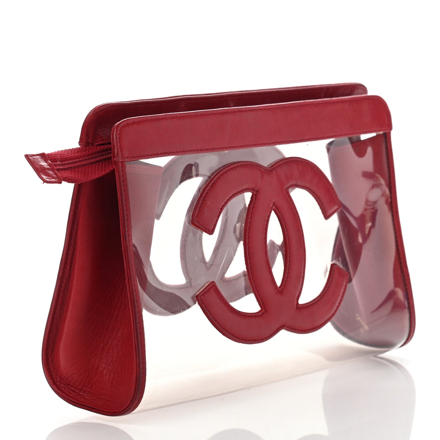 Vinyl CC Logo Cosmetic Pouch Red