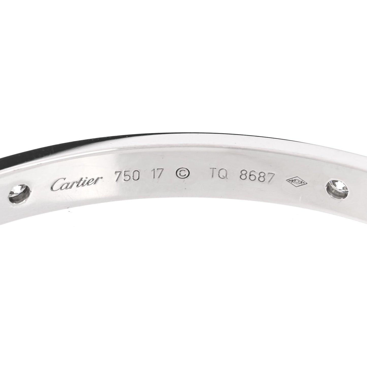 18K White Gold 4 Diamond LOVE Bracelet 17