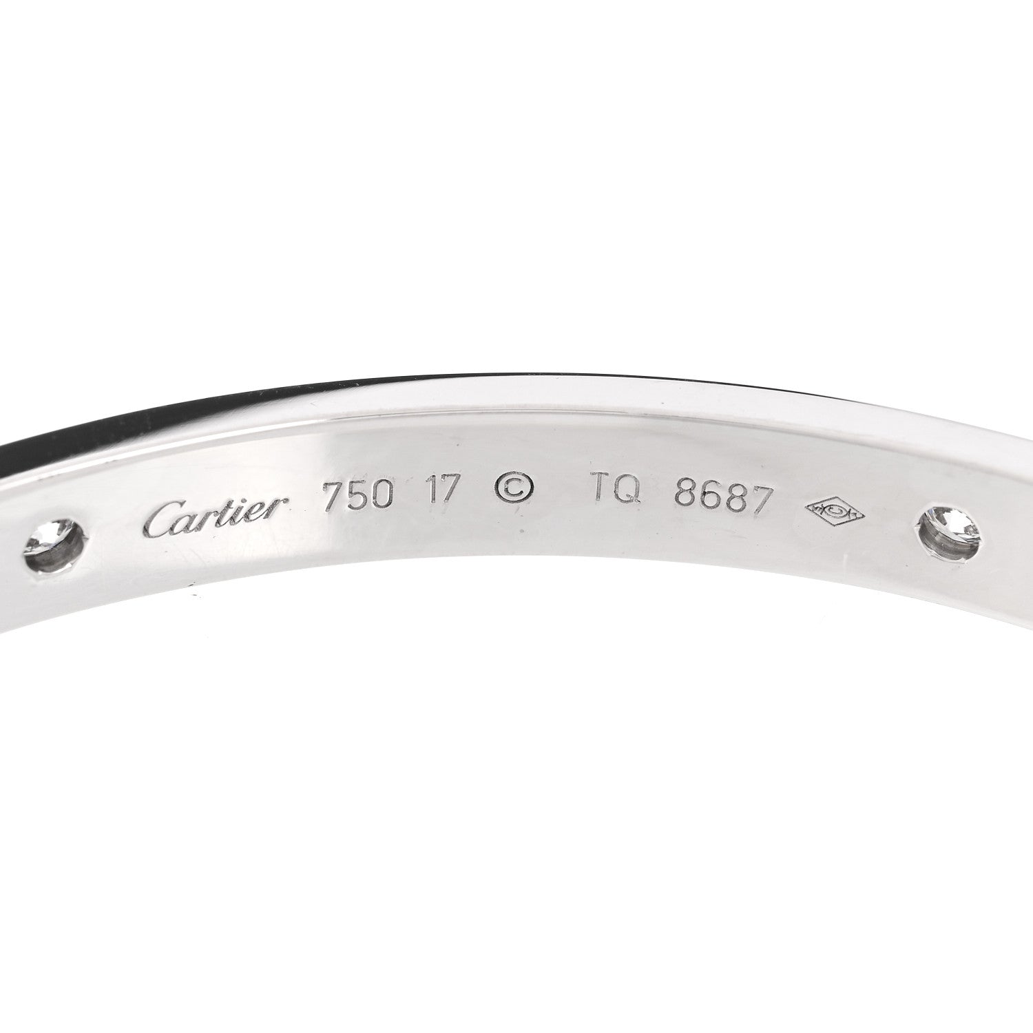 Cartier 18K White Gold 4 Diamond LOVE Bracelet 17 4 of 6