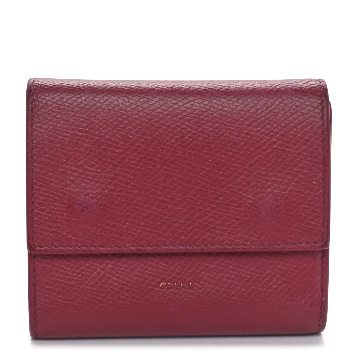 Grained Calfskin Small Tri-Fold Wallet Red