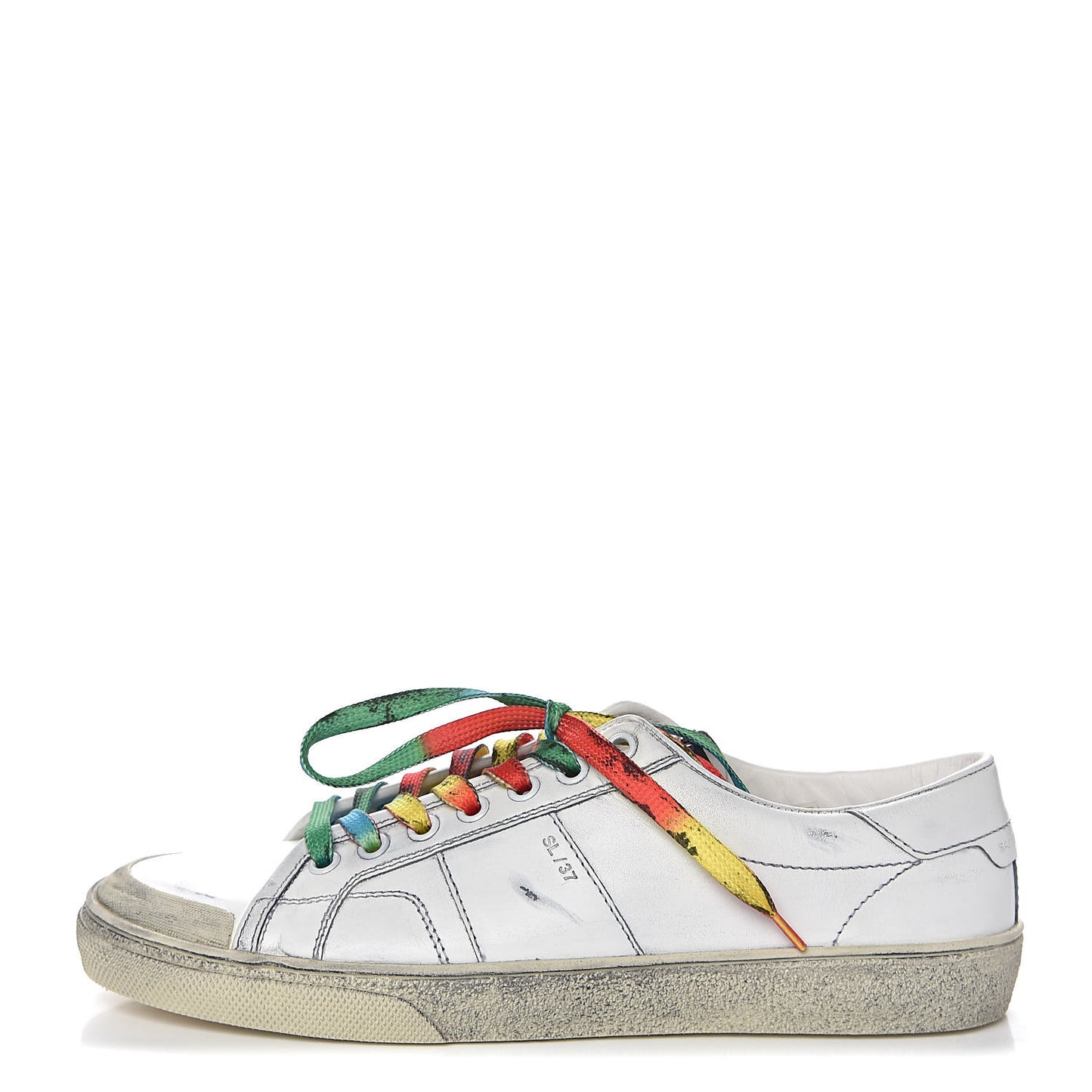 Calfskin Distressed Court Classic Surf Low Top Sneakers 39 White