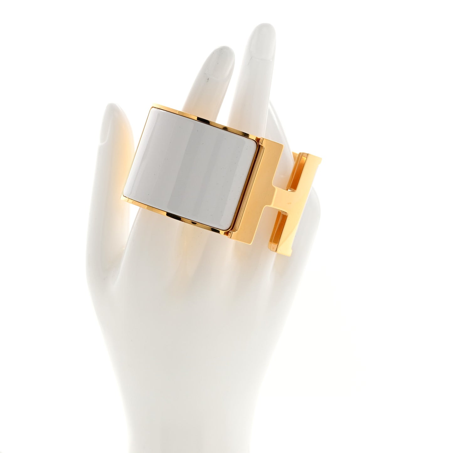 Enamel Extra Wide Clic Clac H Bracelet GM White