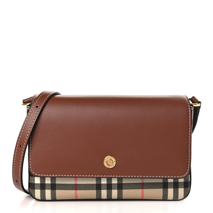 Burberry Calfskin Vintage Check New Hampshire Bag Archive Beige Tan 1 of 10