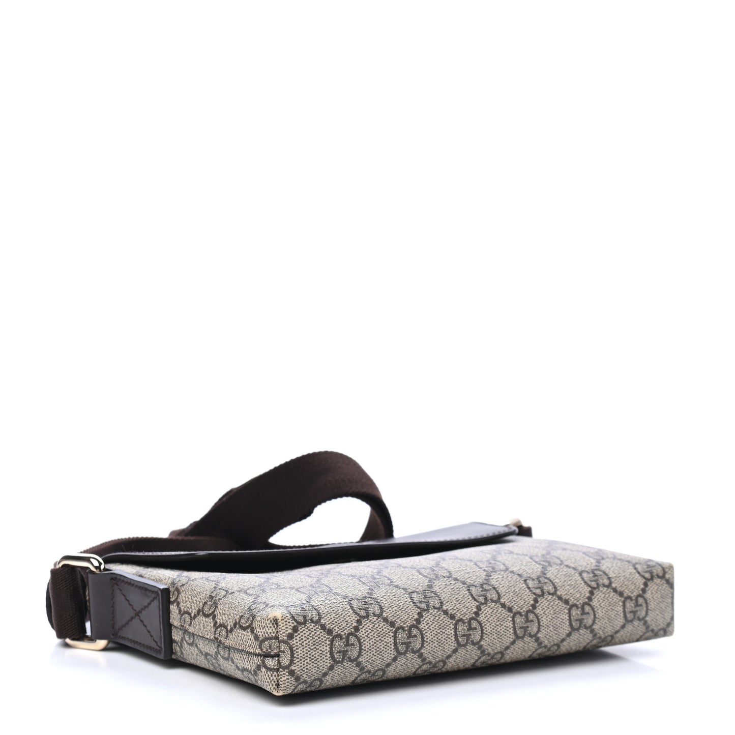 GG Supreme Monogram Selleria Calfskin Small Satchel Messenger Bag Beige Ebony Cocoa Dark Chocolate