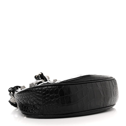 Balenciaga Extra Supple Calfskin Crystal Crocodile Embossed Le Cagole Shoulder Bag XS Black 5 of 10