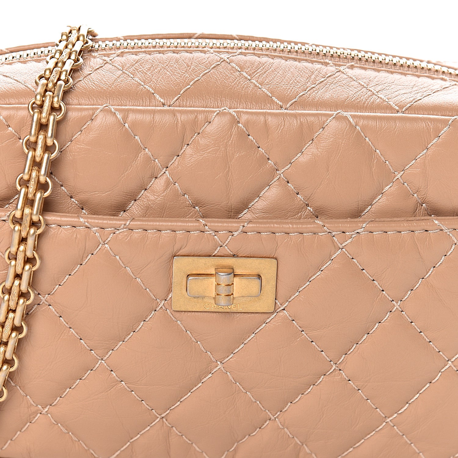 Chanel Aged Calfskin Quilted Mini Reissue Camera Case Beige 11 of 11