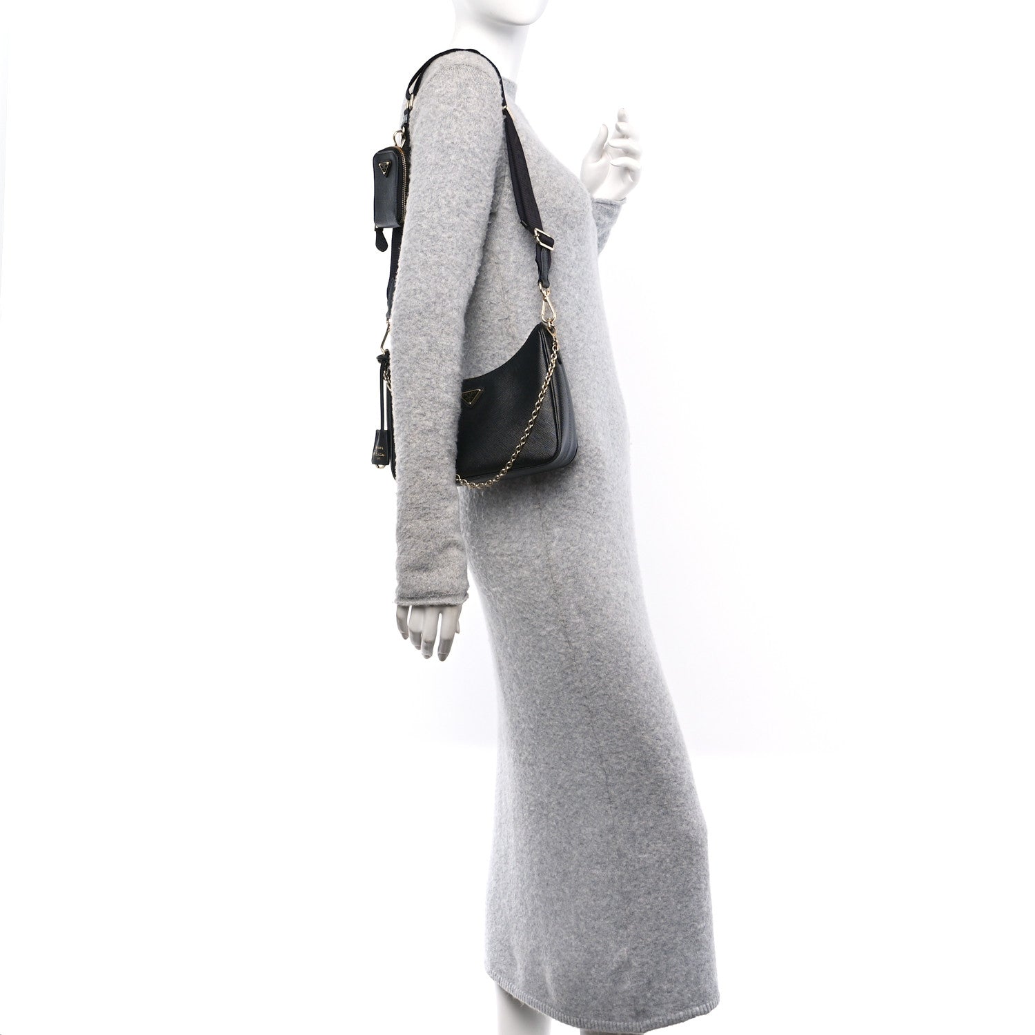 Prada Saffiano Lux Re-Edition 2005 Shoulder Bag Black 2 of 9