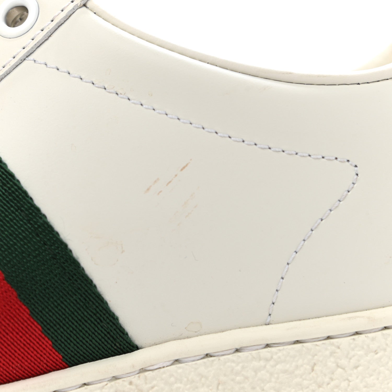 Gucci Calfskin Crocodile Web Womens Ace Sneakers 37 White Green 15 of 21