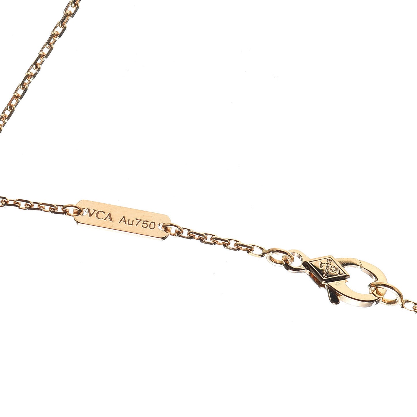 18K Yellow Gold Mother of Pearl Vintage Alhambra Pendant Necklace