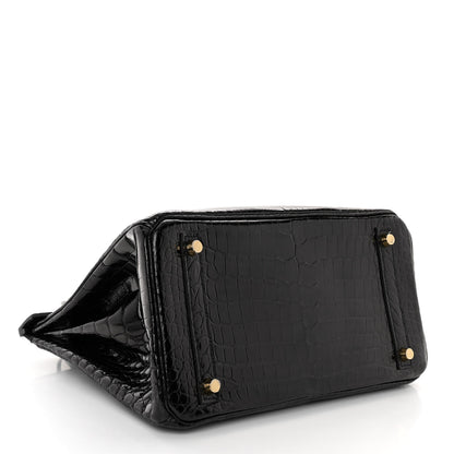 Hermes Shiny Porosus Crocodile Birkin 30 Black 4 of 13