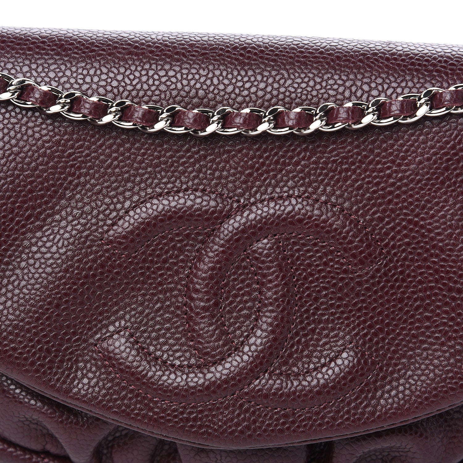 Chanel Caviar Half Moon Wallet On Chain WOC Bordeaux 10 of 11