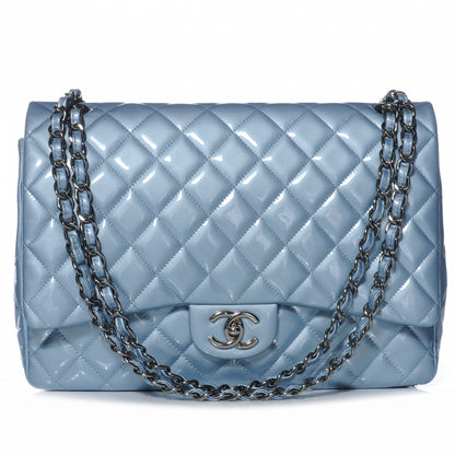 Chanel Patent Maxi Double Flap Light Blue 1 of 8