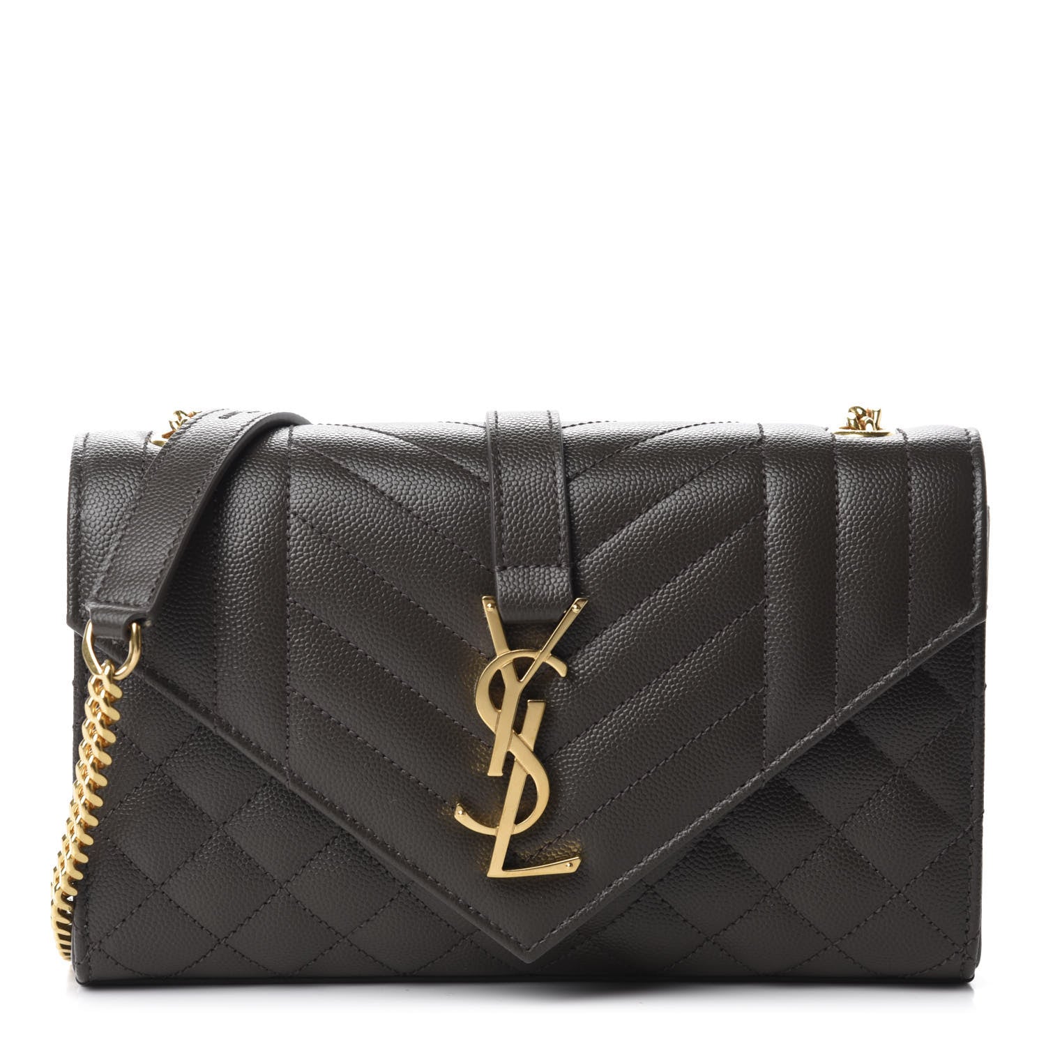 Saint Laurent Grain De Poudre Textured Mixed Matelasse Triquilt Small Monogram Satchel Pebble 1 of 10