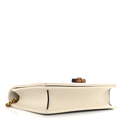 Gucci Polished Raffia Textured Dollar Calfskin Houndstooth Mini Diana Chain Bag Natural Light Blue Mystic White 4 of 10