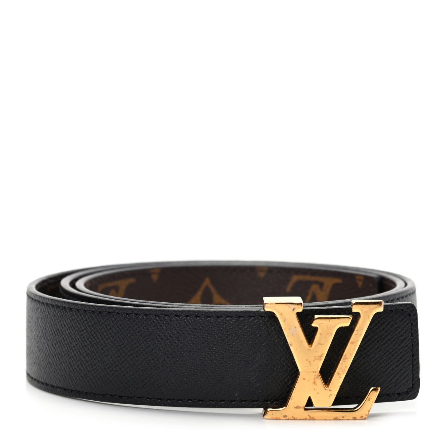 Calfskin Monogram 30mm LV Initiales Reversible Belt 85 34 Black