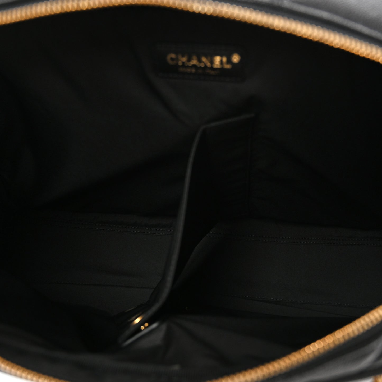 Shiny Grained Calfskin Quilted Travel Bowling Bag Black