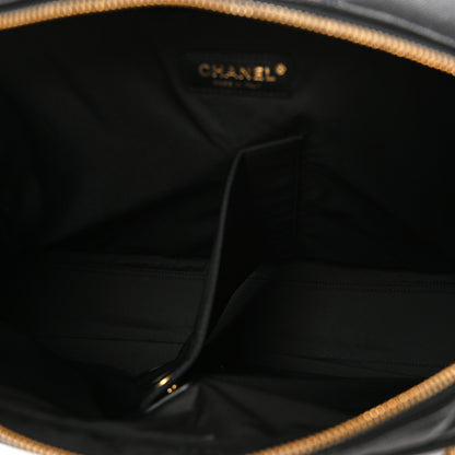 Chanel Shiny Grained Calfskin Quilted Travel Bowling Bag Black 4 of 10