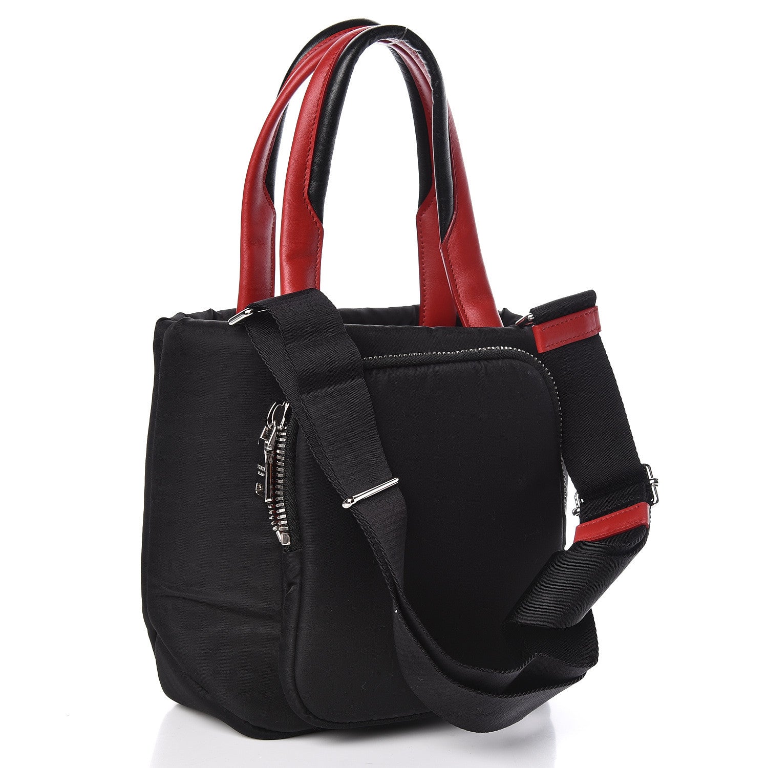 Prada Tessuto Nylon Pocket Small Cargo Tote Black Fuoco 3 of 9