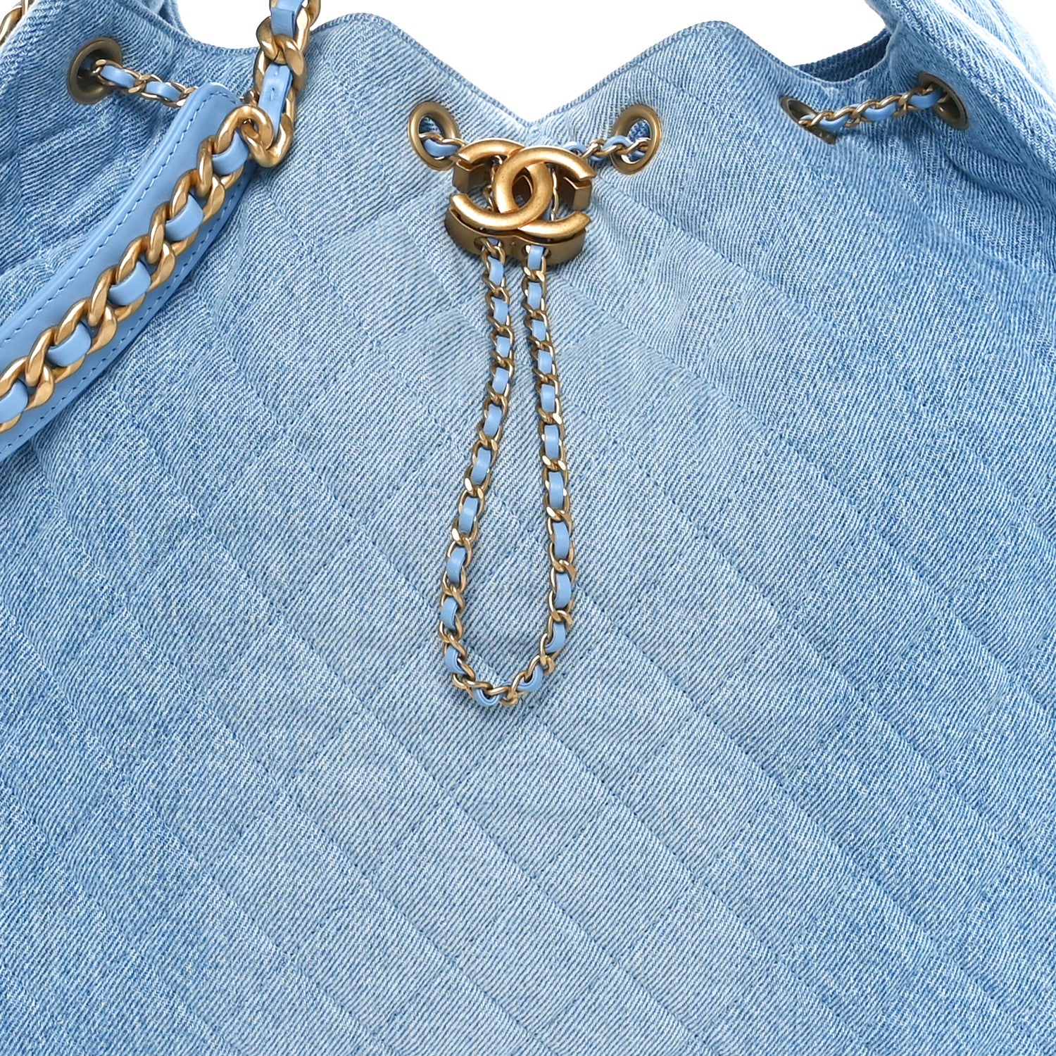 Chanel Washed Denim Quilted Medium Chanel 25 Handbag Blue 9 of 12