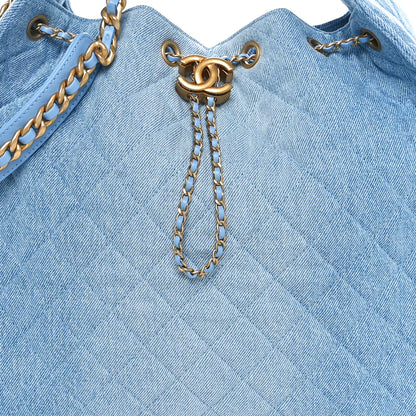 Chanel Washed Denim Quilted Medium Chanel 25 Handbag Blue 9 of 12