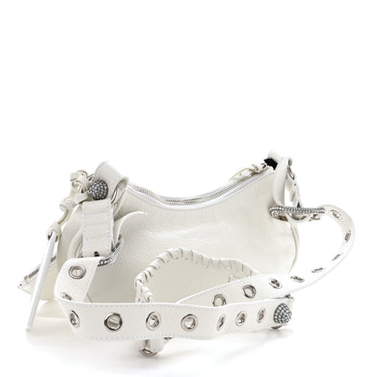 Balenciaga Agneau Arena Crystal Le Cagole Shoulder Bag XS Optic White 3 of 11