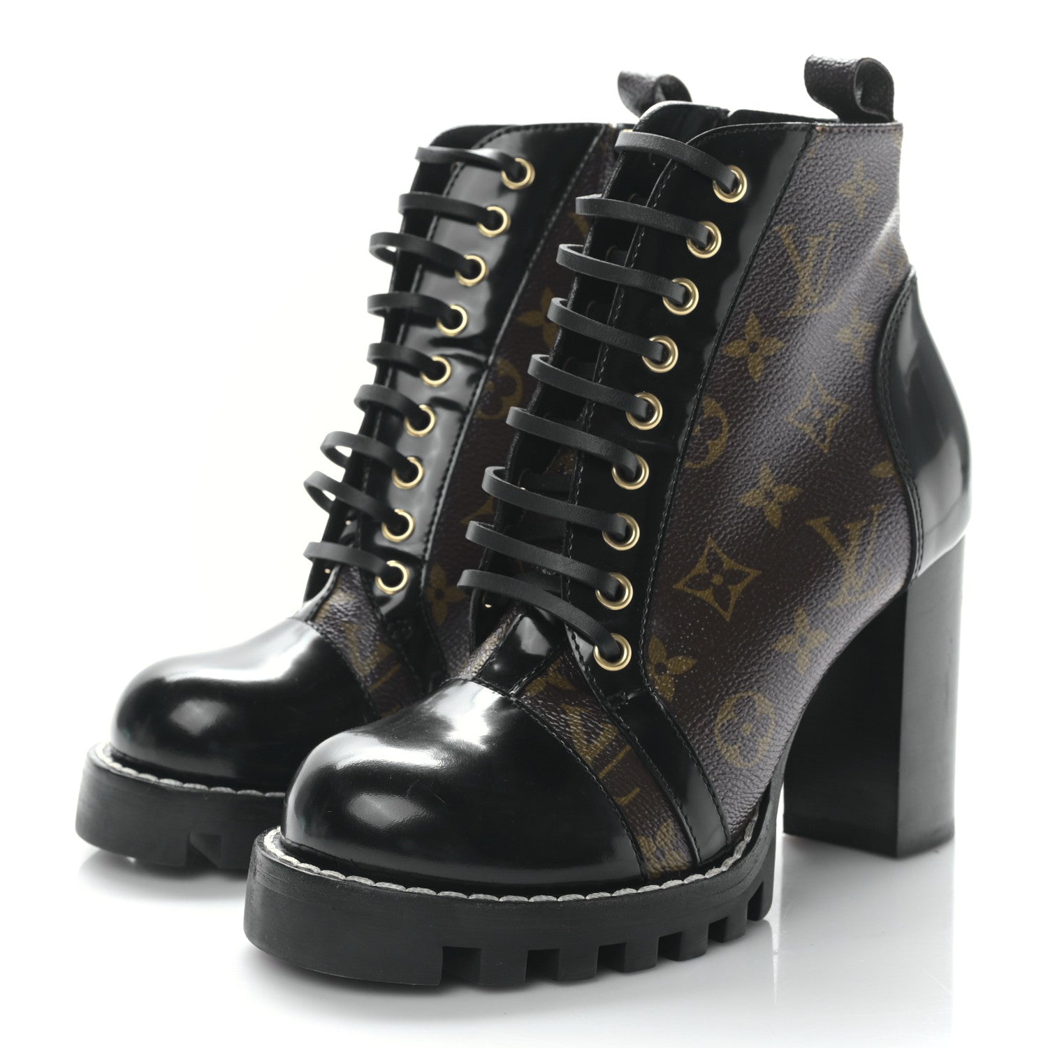 Louis Vuitton Patent Calfskin Monogram Star Trail Ankle Boots 37 Black 3 of 6