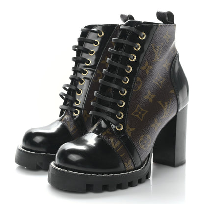 Louis Vuitton Patent Calfskin Monogram Star Trail Ankle Boots 37 Black 3 of 6
