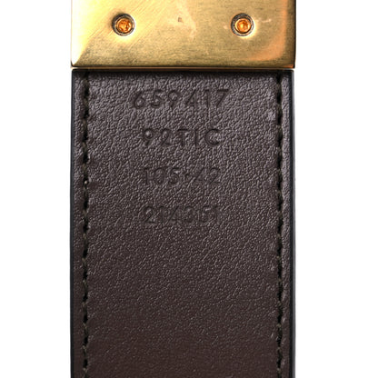 Gucci GG Supreme Monogram Plutone Calfskin Double G Reversible 30mm Belt 105 42 Beige Ebony New Acero 3 of 4