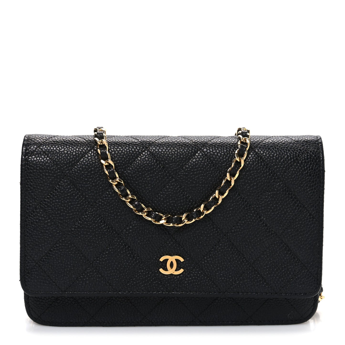 Caviar Quilted Wallet on Chain WOC Black