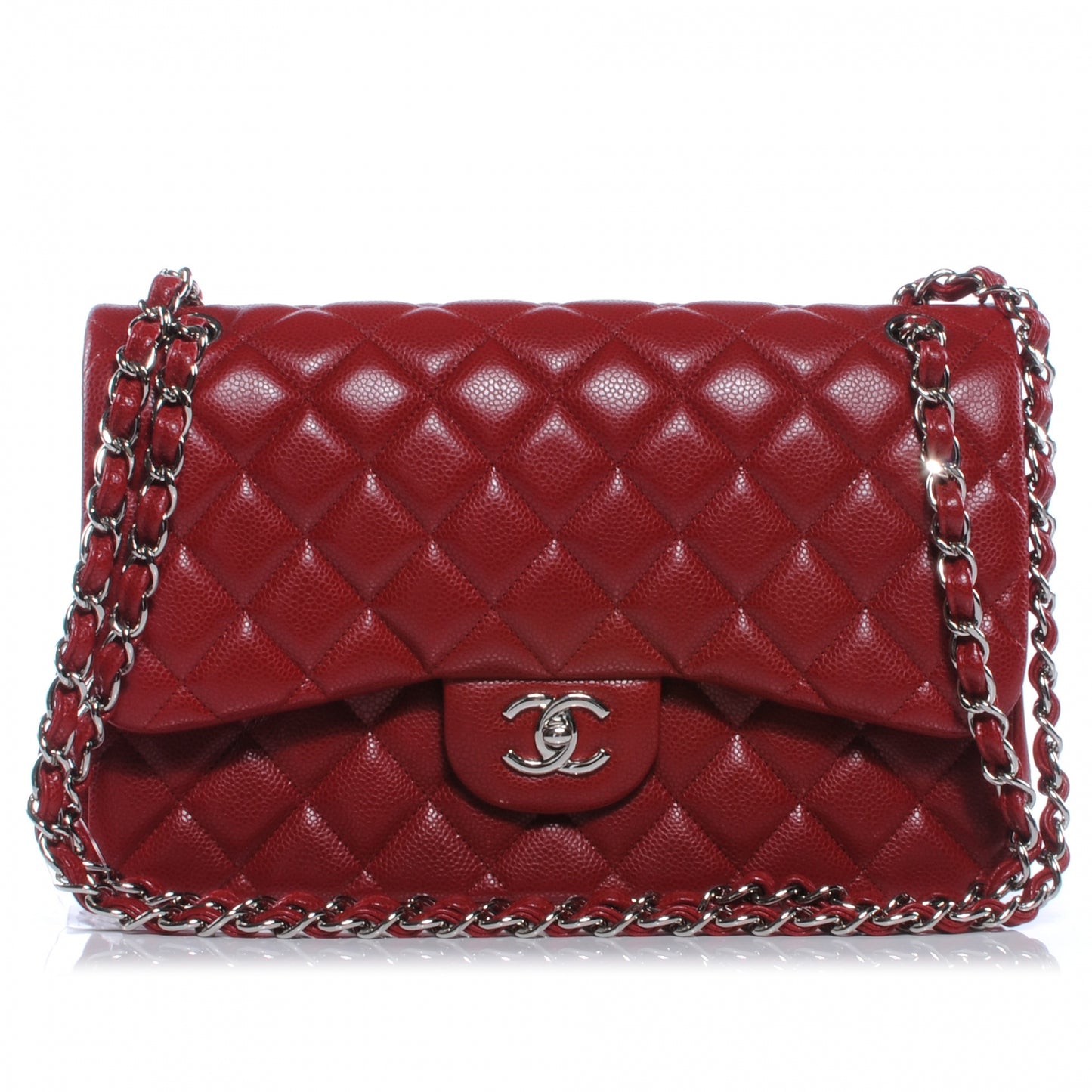 Caviar Jumbo Double Flap Red