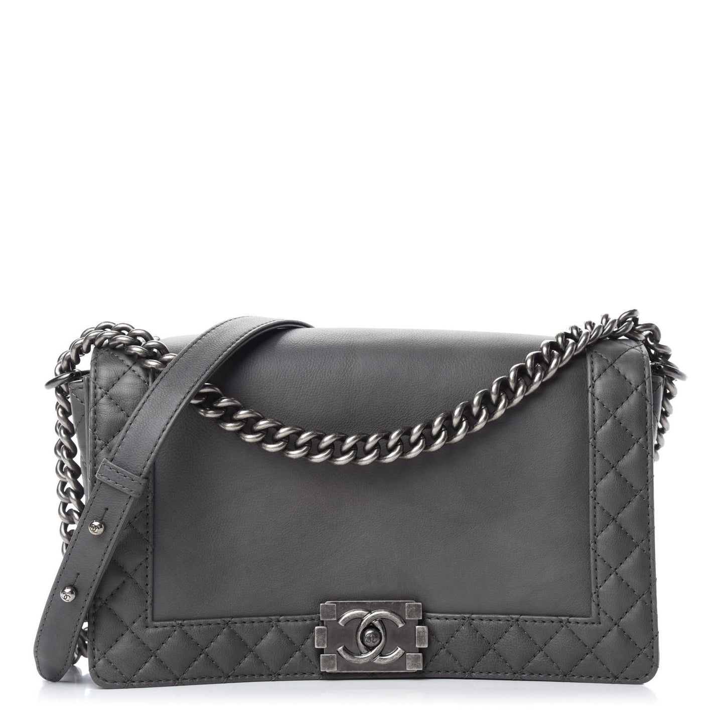 Calfskin New Medium Boy Reverso Flap Grey