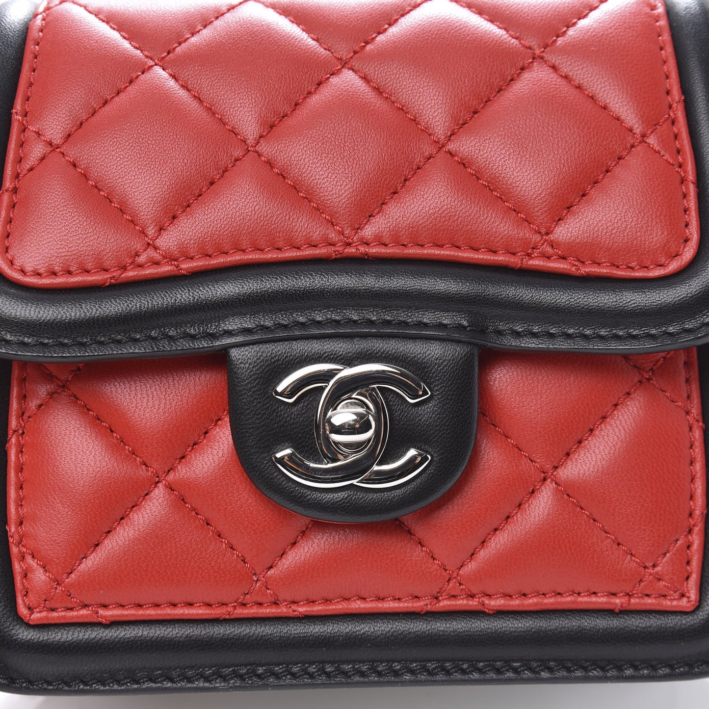 Lambskin Quilted Mini Graphic Flap Bag Red Black White