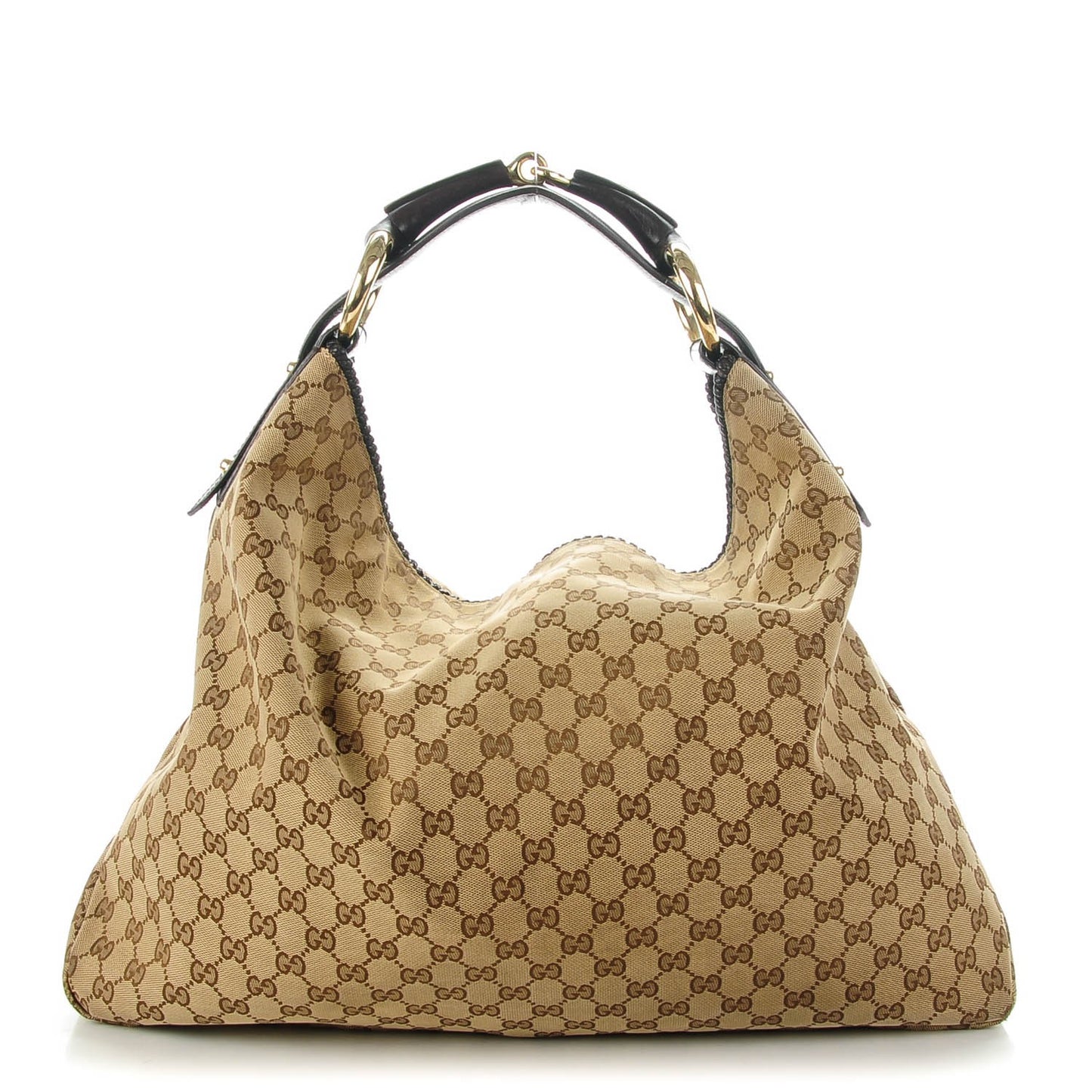 Monogram Large Horsebit Chain Hobo Dark Brown