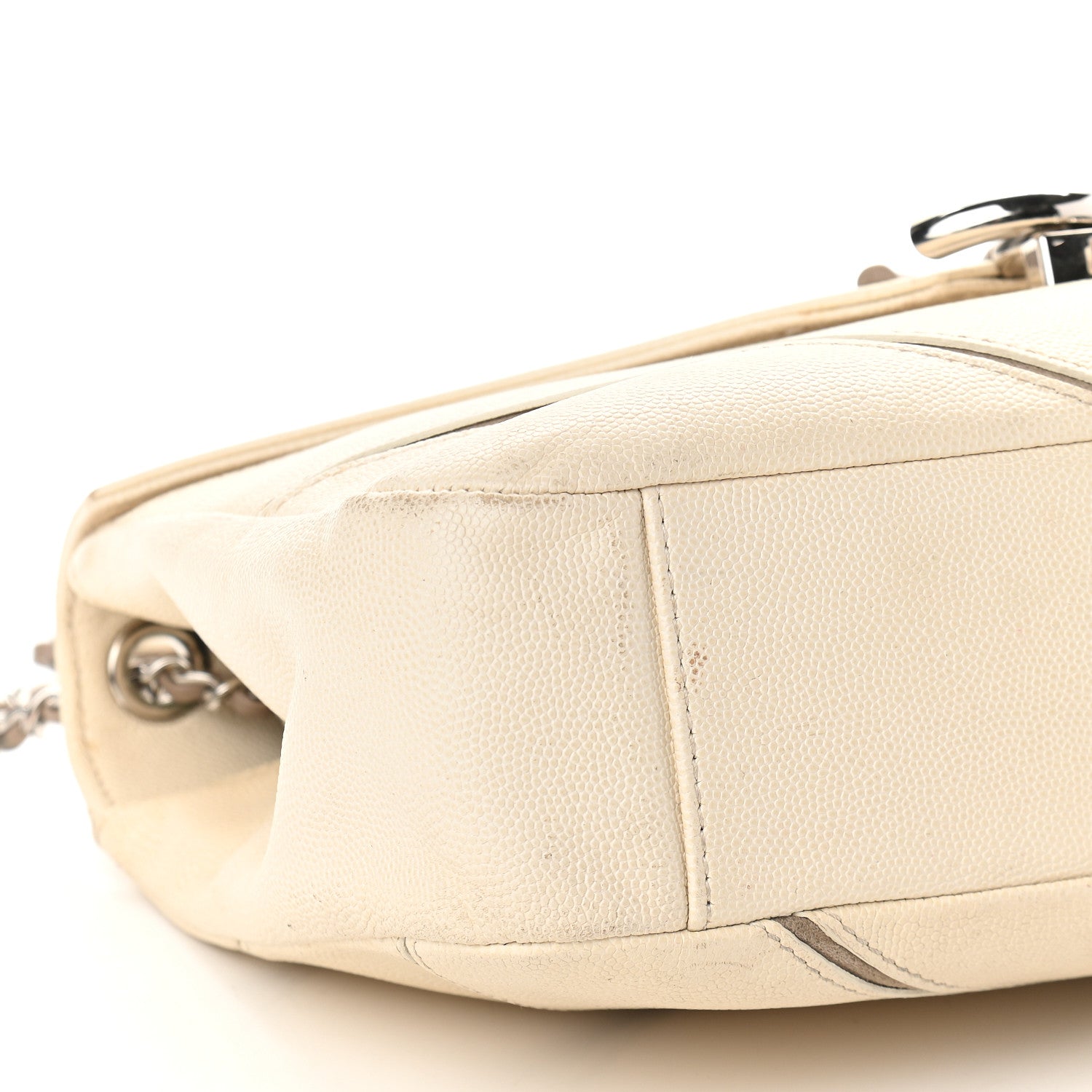 Chanel Caviar Macro Chevron Single Flap White 8 of 13