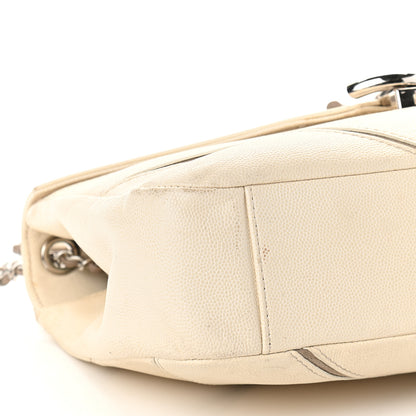 Chanel Caviar Macro Chevron Single Flap White 8 of 13