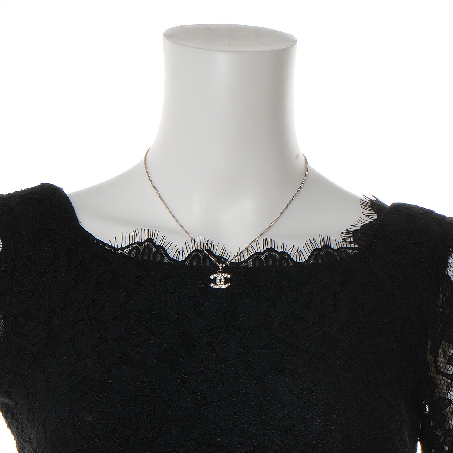 Chanel Swarovski Crystal CC Necklace Silver 2 of 4