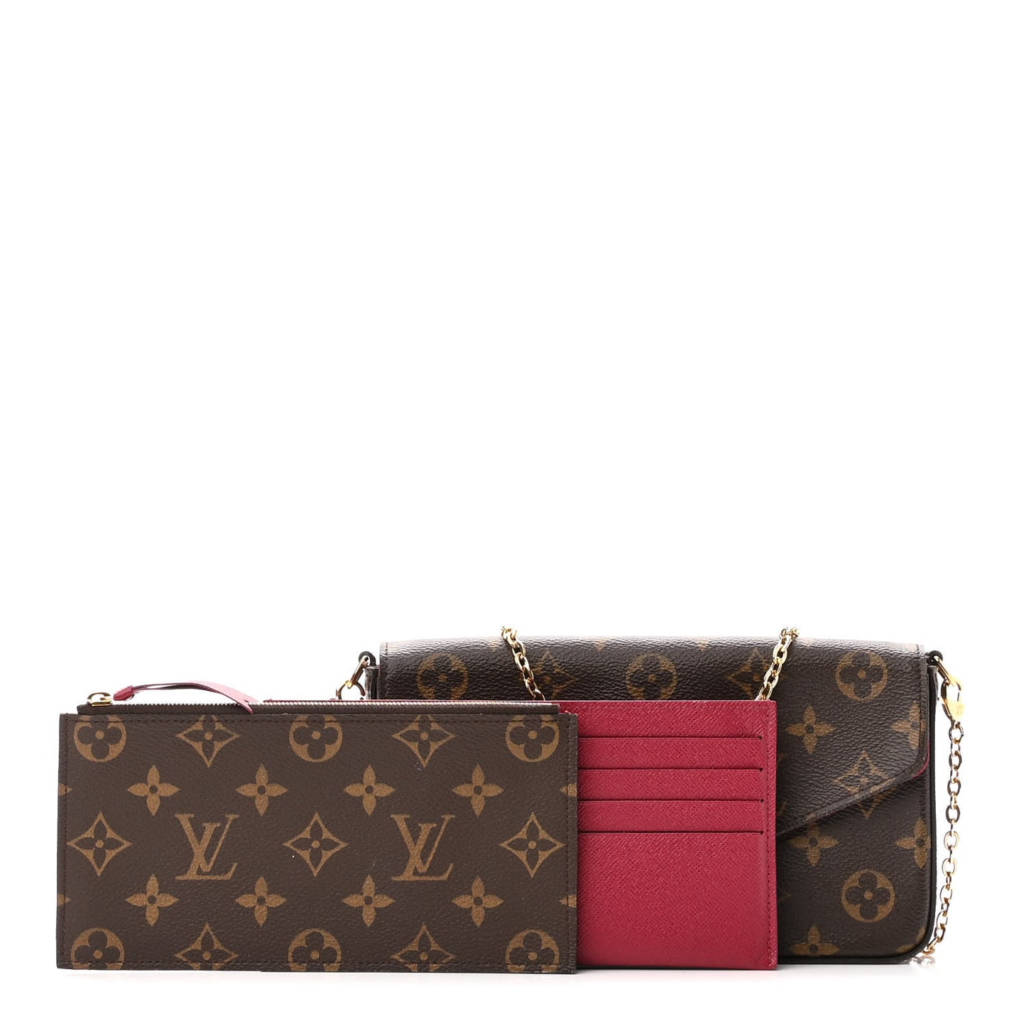 Monogram Pochette Felicie Chain Wallet Fuchsia