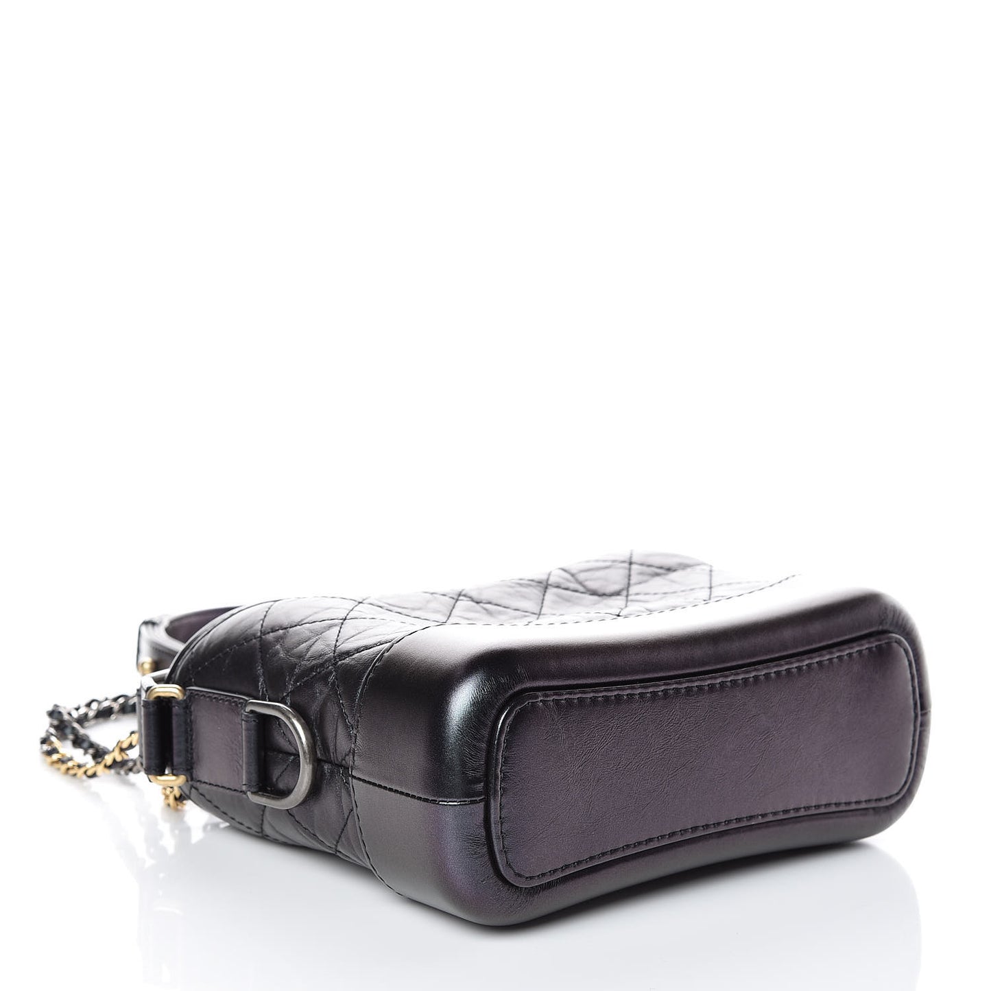 Aged Calfskin Quilted Small Gabrielle Hobo Black