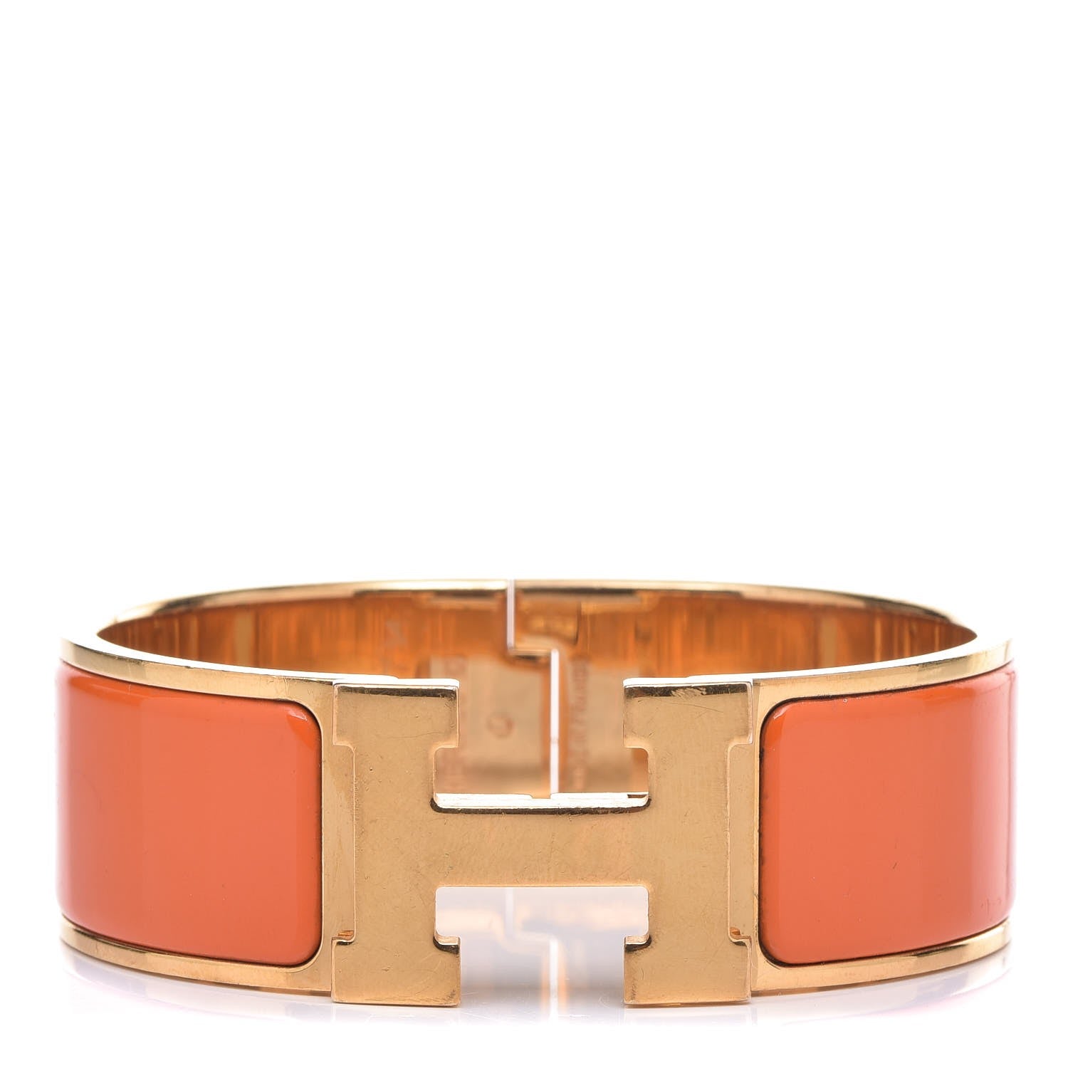 Hermes Enamel Wide Clic Clac H Bracelet GM Orange 1 of 8