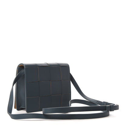 Bottega Veneta Lambskin Maxi Intrecciato Mini Cassette Crossbody Bag Petrol Blue 3 of 8