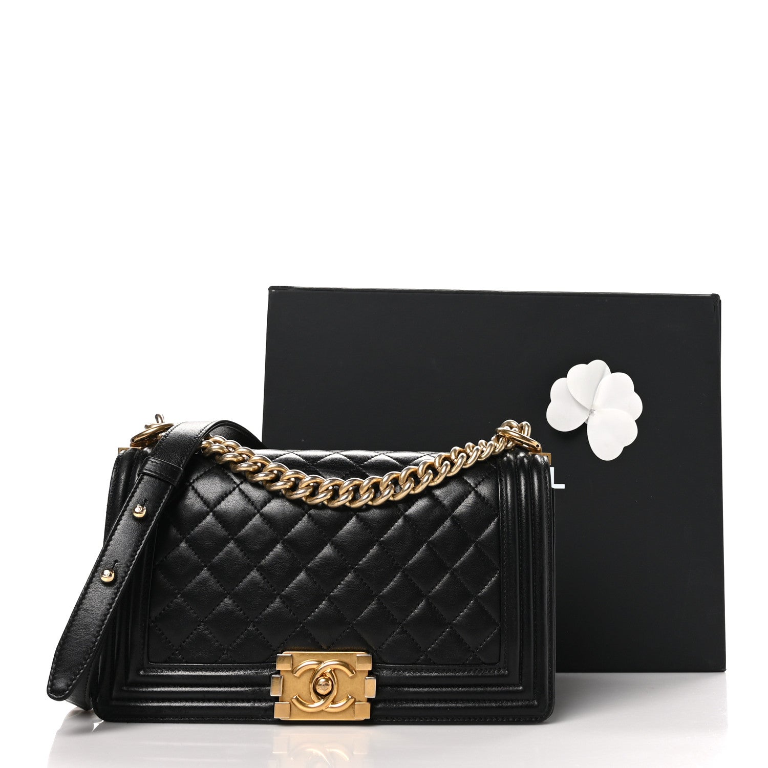 Chanel Lambskin Quilted Medium Boy Flap Black 11 of 11