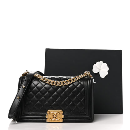 Chanel Lambskin Quilted Medium Boy Flap Black 11 of 11